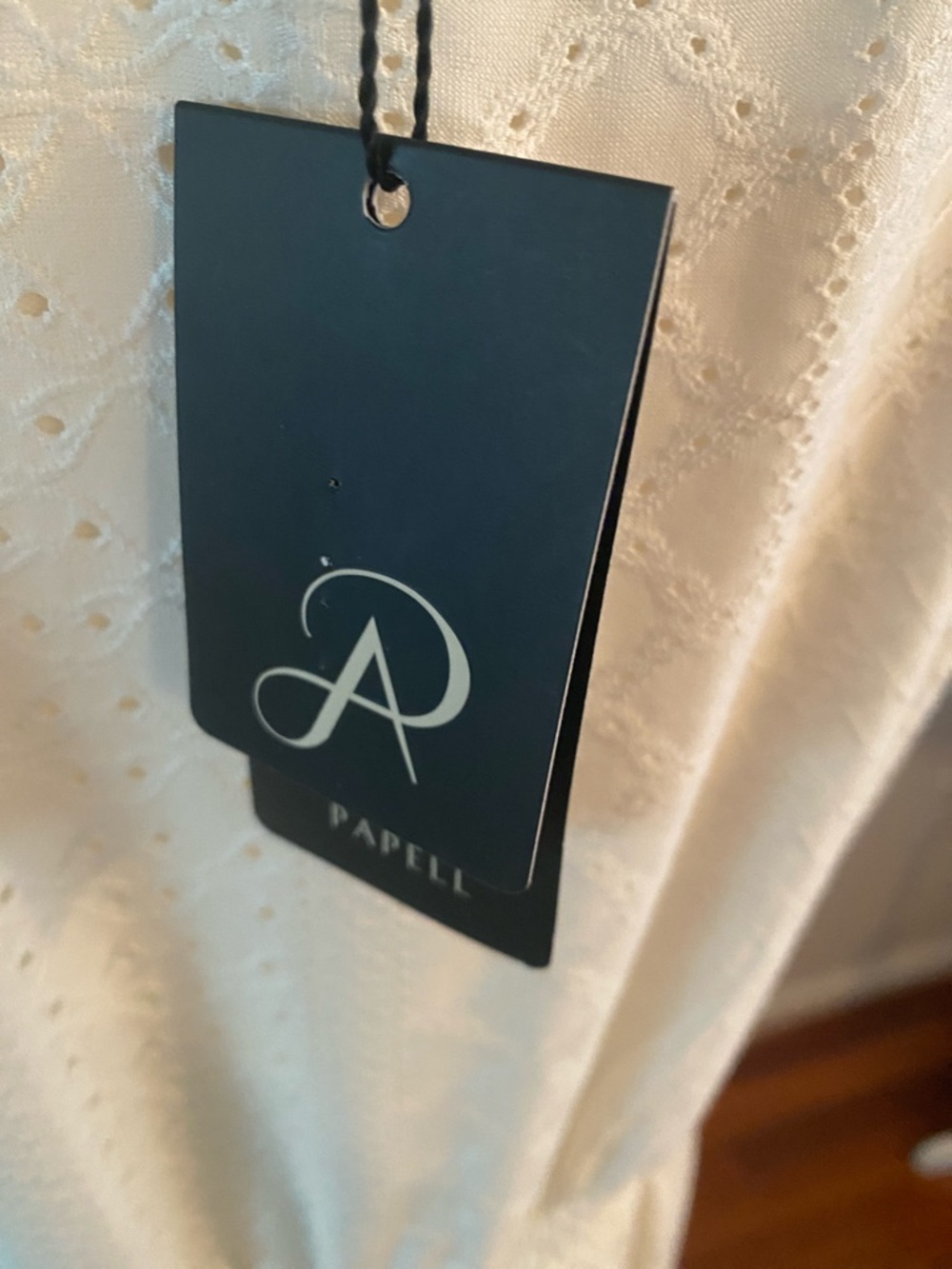 Adrianna Papell NWT ivory eyelets mocked waist large dress - Picture 6 of 10